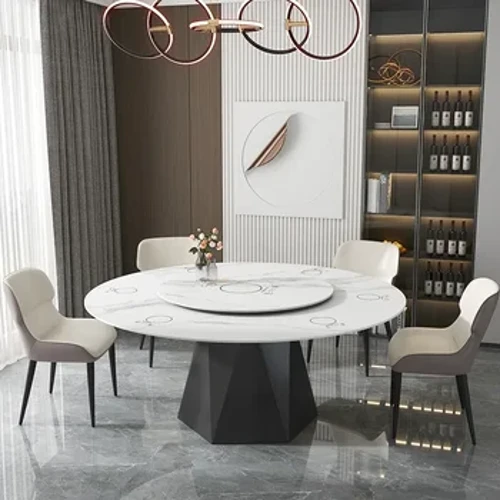 Nomear conjunto de mesa de jantar redonda centro móvel pedra removível conjunto de mesa de jantar 4 cadeiras serviço mesa de jantar conjuntos de móveis