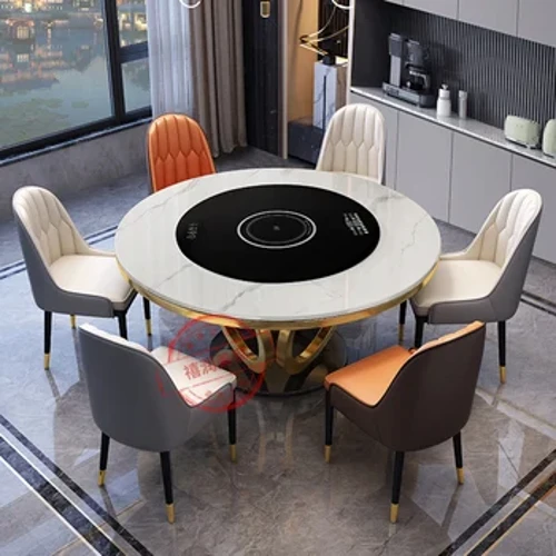 Pláta Carraige Éadrom Babhta Cathaoirleach Tábla Itheacháin Teaglaim Tábla Turntable Leictreach Leabaithe Troscán Mesa Teach