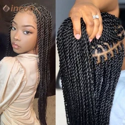 Voll Spëtze Frontal Perücke Twist Gefleckt Perücke Fir Schwaarz Fraen Box Gefleckt Spëtze Front Perücke Faux Locs Perücke Gëttin Braids Synthetesch Perücken