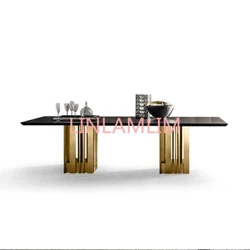 nerezová ocel Jídelní set Bytový nábytek minimalistický moderní jídelní stůl z přírodního mramoru a mesa de jantar muebles comedor
