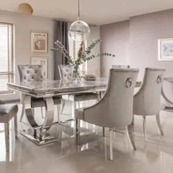 Nova venda quente restaurante móveis de metal sala jantar conjunto mesa jantar conjunto mesa jantar mármore com 6 cadeiras conjunto