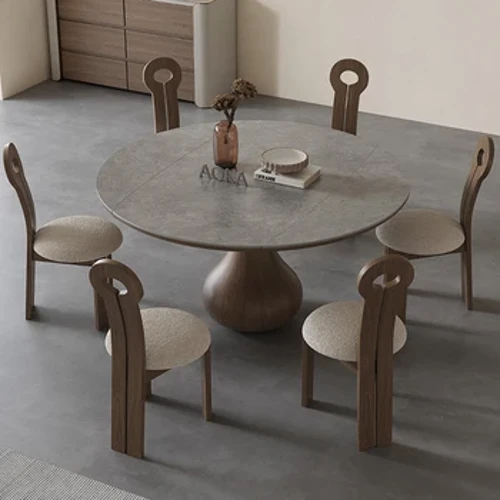Ổ Cắm Kéo Dài Cao Cấp Ăn Tối Phòng Ăn Bộ Ghế Tròn Bàn Bếp Nhà Hàng Gỗ Cao Cấp Mesa Comedor Phòng Ăn Bộ Đồ Nội Thất