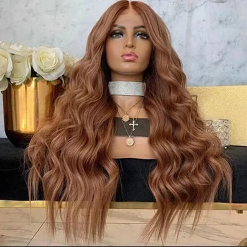 WIF Meepruun keha laineline sünteetiline parukas Cosplay Juuksed Naturaalsed pikad lainelised pitsist eesmised parukad kuumakiud igapäevaseks kasutamiseks pruunid juuksed