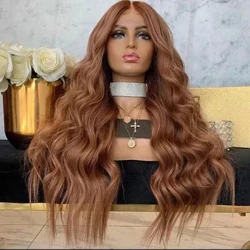 WIF Meepruun keha laineline sünteetiline parukas Cosplay Juuksed Naturaalsed pikad lainelised pitsist eesmised parukad kuumakiud igapäevaseks kasutamiseks pruunid juuksed