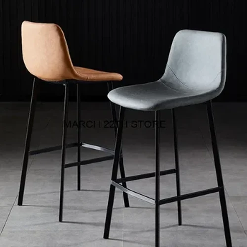 65/75cm Nordic Custom Backrest Bar Chair Light Luxury Leisure High Bar Stool Kasangkapan sa Kusina Restaurant Barstool Bar Chair MC
