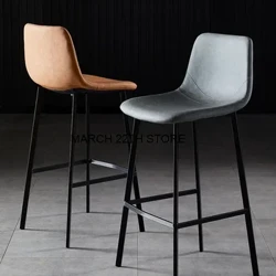 65/75cm Nordic Custom Backrest Bar Chair Light Luxury Leisure High Bar Stool Kitchen Lako hale ʻaina Barstool Bar noho MC