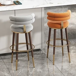 Modernong Velvet Bar Stool Solid Wood Bar Chairs Light Luxury Metal Bar Table Stools Creative Backrest Chair Cafe Leisure Bar Chair