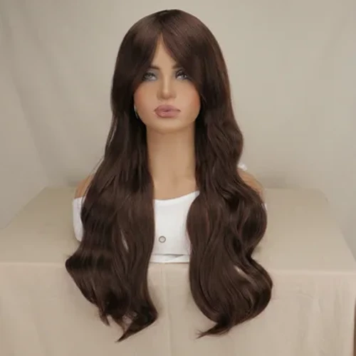 Babaeng Mahabang Wavy Cosplay Wig Pulang Rosas Rosas Itim Asul Sliver Gray Brown Temperature Synthetic Hair Wig