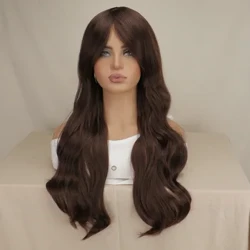 Babaeng Mahabang Wavy Cosplay Wig Pulang Rosas Rosas Itim Asul Sliver Gray Brown Temperature Synthetic Hair Wig