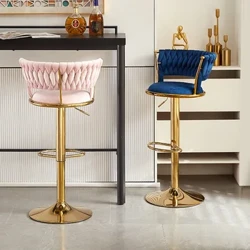 Nordic Rotating Lifting Bar Chair High Foot Stool na may Velvet Backrest Modern Furniture High Elastic Sponge Bar Stool