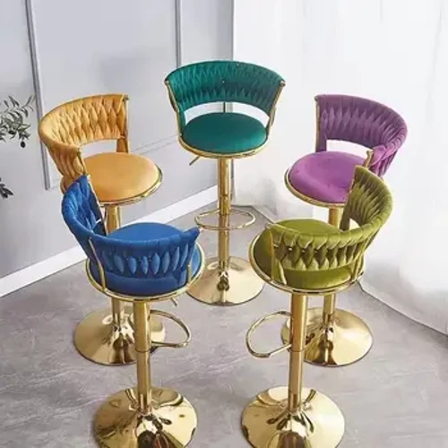 Nordic Household Ryggstøtte Høye barkrakker Moderne kommersielle barstoler Løftbare svingbare barstoler Designer kjøkkenmøbler