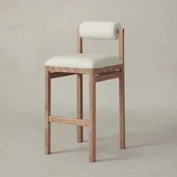 European Solid Wood Bar Chairs Modern Minimalist Home High Chairs Retro Bar Stools Designer Cafe Front Desk Reception Bar Chair