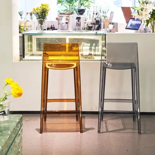 Şeffaf Akrilik Modern Bar Sandalyeleri Yemek Resepsiyon Bankosu Tabure Ofis Bar Sandalyeleri Yüksek Tasarım Cadeira Bar Mobilyaları MR50BC