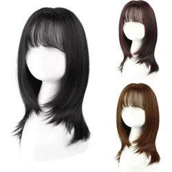 DIFEI ngắn tóc giả với không khí nổ tóc bob xoăn đuôi tóc giả tóc tổng hợp màu đen tự nhiên tóc giả dành cho nữ đảng