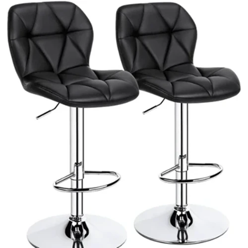 Modern Upassbar Faux Lieder Swivel Armless Bar Hocker, Schwaarz