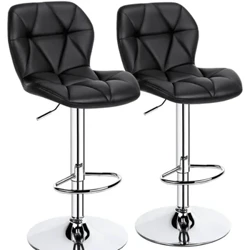 Tabouret de bar pivotant sans accoudoirs moderne réglable en simili cuir, noir