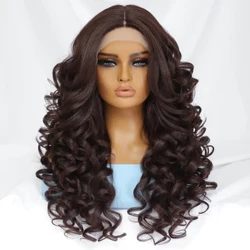 Parrucca riccia marrone nera Parrucche anteriori in pizzo sintetico per le donne Glueless Bionda Arancione Parrucca in pizzo femminile 13X4X1 Capelli Cosplay Uso quotidiano