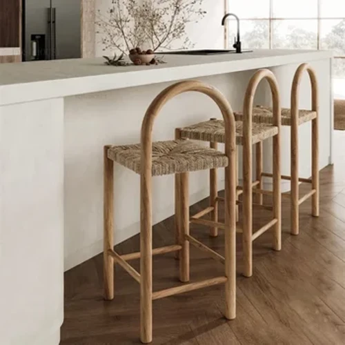 Egur trinkozko rattan tabernako aulkiak Etxeko Diseinatzaile Retro Hoteleko Jatetxeko Aulkia Tabernako Altzariak Egongela Sormenezko Taberna Altua