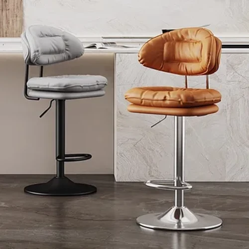 Stolion Bar Minimaliaeth Nordig Ymlacio Cartref Dur Di-staen Bar Stôlau Cegin Mainc Swivel Cartref Barkrukken Dodrefn Ôl-fodern