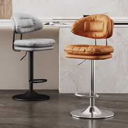 Nordic Minimalism Bar Stools Relaxing Home Stainless Steel Bar Stools Kusina Swivel Bench Bahay Barkrukken Postmodern Furniture