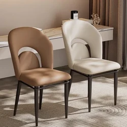 Ev Modern Yemek Sandalyesi Lüks İtalyan Minimalist Deri Yemek Sandalyeleri İskandinav Rahatlatıcı Bahçe Mobilyaları