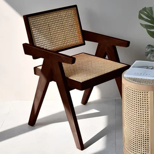 ʻO Nordic Solid Wood ʻOiaʻiʻo Noho Rattan ʻaina ʻaina Retro Armrest Leisure noho hoʻomaha lumi hoʻokipa kīhāpai hale ʻaina hale ʻaina hale ʻaina.