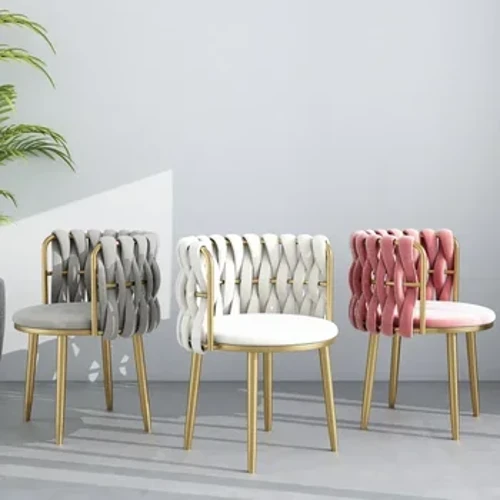 Severské minimalistické kosmetické křeslo Růžové sametové Moderní design Nábytek Polohovací křeslo Křeslo Křeslo Plyšová ložnice Měkké křeslo