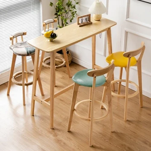 Trä Kaffe Högt Bar Bord Mat Utomhus Nordisk Restaurang Bar Bord Långt Modernt Muebles De Cocina Möbler Hem LJ50BT