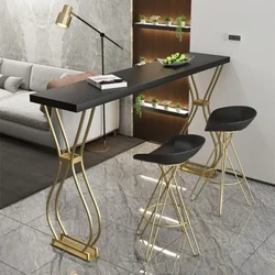 Mesa de Bar de madera maciza de lujo, té de la leche para el hogar, pared de tienda, mesa larga, mesa alta, combinación de silla de hierro forjado
