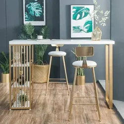 Table de bar de cuisine, comptoir de bar, table de bistro, table de salle à manger pour petit déjeuner, table basse avec étagères de rangement à 3 niveaux