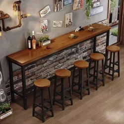 Eğlence Demir Sanat Bar Masaları Retro Mutfak Mobilya Ev Ahşap Yüksek Masa Balkon Duvar Uzun Masa Cafe Masa ve Sandalye Seti