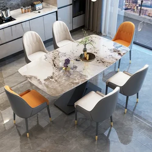 woonkamer Modern Eenvoudig dineren Restaurant Receptie Rust Kantoor Rotsplaat eettafel en stoelcombinatie Huismeubilair