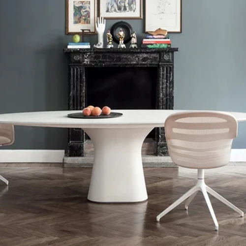 Boligmøbler Moderne Nordisk Minimalistisk Sementbelegg Svart Hvit Oval Betong Spisebord
