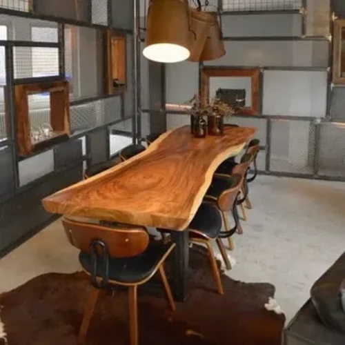 Nuovo tavolo da pranzo per ristorante in legno da cucina in lastra di noce dal design unico di mobili di alta qualità