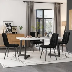 117x68cm dining table, (1 piece),  rectangular dining table made of modern marble pattern, kitchen table with metal legs