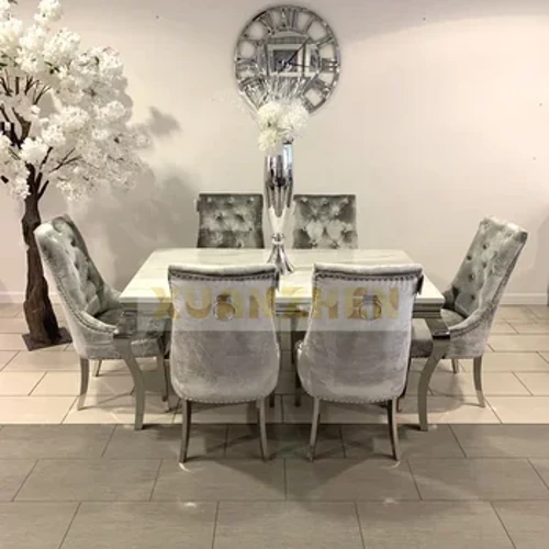 Meubles de salon en pierre de marbre, Table à manger en marbre pour Restaurant, ensemble de Table à manger de luxe moderne en marbre, Tables à manger