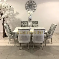 Nội thất phòng khách Đá cẩm thạch Nhà hàng Bàn ăn bằng đá cẩm thạch Bộ bàn ăn sang trọng hiện đại bằng đá cẩm thạch Bàn ăn