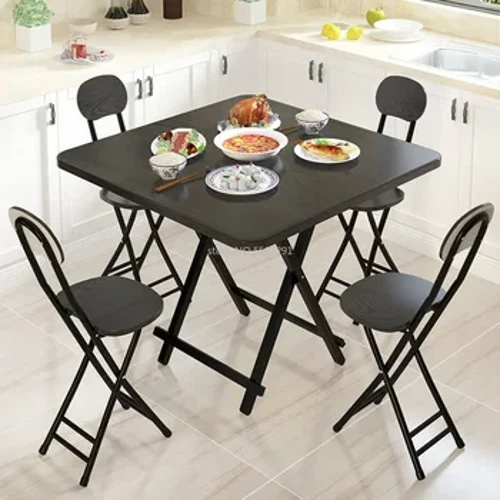 Taşınabilir Katlanır Masa Modern Basit Oturma Odası yemek masası Seti Mobilya katı ahşap Restoran Mutfak Masa Katlanır Sandalye