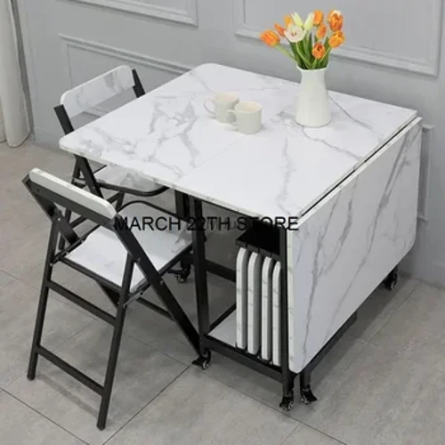 Household Folding Dining Table Movable Dining Table Chair 4-6People Simple Rectangle Folding Dining Table muebles mesa cocina