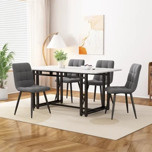 120x70cm Lightweight luxury dining table,(1-st), metal frame Rectangular dining table in Modern kitchen table, Black table legs