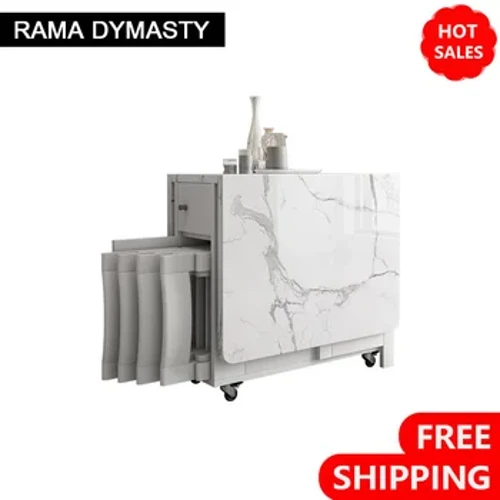 Thời trang Màu Trắng Gấp Bàn Ăn Nội Thất yemek masasi Đa Chức Năng Hình Chữ Nhật Có Thể Gập Lại Bàn Ăn Ghế Gấp