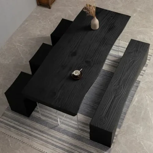 Than đen Acrylic Bàn trà gỗ nguyên khối Phòng triển lãm nghệ thuật Giải trí của nhà thiết kế Bàn đàm phán Bộ bàn ăn