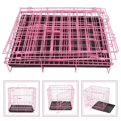 Peti Logam Lipat Peti Logam- Kennel Kawat kanthi Tray sing Bisa Dicopot kanggo Peti, Omah & Pulpen Kucing Kucing Cilik lan Sedheng