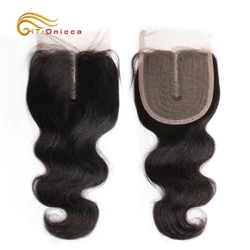 Pagsasara ng Alon ng Katawan ng Brazilian na Buhok ng Tao T Bahagi ng Lace na Pagsara Natural na Kulay Meche Bresilienne Cheveux Humain Kinky Curly Closure