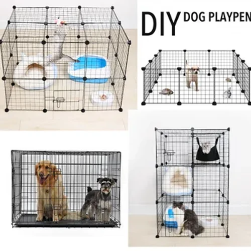 Eplenýän öý haýwanlary oýnaýan demir öý haýwan it öýi it Kennel sandyk metaldan ýasalan skameýkaly diwar içerde
