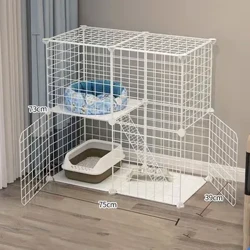 2-darajali DIY mushuk panjarasi 75x73x39 sm olinadigan metall simli pitomnik yopiq quyon cho'chqa itlar uchun o'yin maydonchasi uyi katta mashq qilish uchun katak
