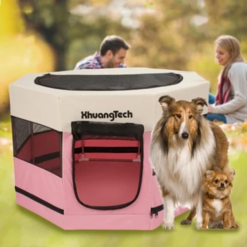 Matibay na Kulungan ng Kulungan Malaking Aso Pusa Tumatakbo Playpen Alagang Hayop Enclosure Panloob na Bakod Crate Kuting Baboy Kulungan Kulungan Octagonal Metal Mesh House