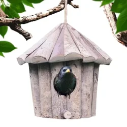 Sarang Burung Kayu Rumah Gantung Kandang Kayu Alami Tempat Istirahat Dinding Luar Ruangan Sangkar Burung Kotak Kayu Perch Perlengkapan Hewan Peliharaan