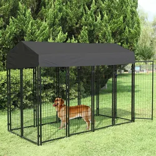 ʻO ka Hale Paʻi ʻīlio ʻīlio nui, uea welded Pet Playpen me ka pale ʻana o UV i ka uhi pale wai metala a me ka hale i waho o ka hana kaumaha.