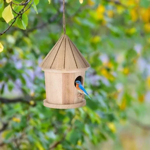 Wooden Bird Nest Hanging Bird House Tahanan Natural Wooden Bird Cage Resting Place Naka-wall-Mounted Outdoor Birdhouse Wooden Box